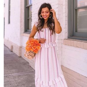 MISA Idonia dress M stripe linen maxi EUC